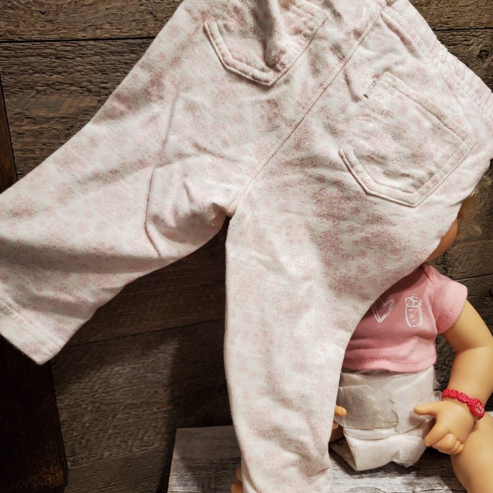 Levi's Baby Girl Pink Stretch Pants 9 Months Soft Cotton Pull On Bottoms